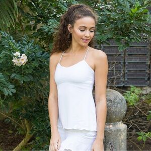 Denise Cronwall Elegant White 1/2 Mesh Tank